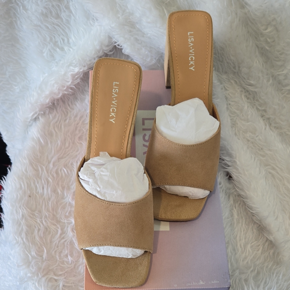 NEW Tan Women's Heeled Mules 8.5 By Lisavicky